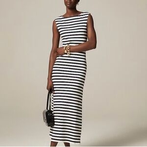 J. Crew Black and White Striped Maxi Dress